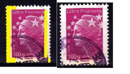 Variété Avec Bande De Phosphore Débordante à Gauche Sur Timbre 100g Lilas Type Marianne De Beaujard Oblitéré N°4570 - 2008-2013 Marianne Van Beaujard