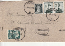 TURQUIE - LETTRE D'IZMIR  Le 28/09/1947 Pour Paris - Covers & Documents