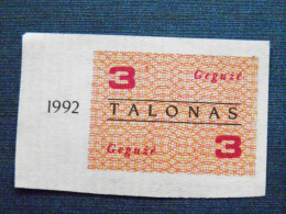 3 Talonas 1992 Lithuania Mai - Lituanie