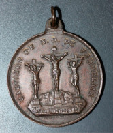 Beau Pendentif Médaille Religieuse Bronze XIXe "Notre-Dame De Verdelais" Religious Medal - Religion & Esotérisme