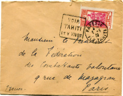 OCEANIE LETTRE DEPART PAPEETE 5-3-39 ILE TAHITI POUR LA FRANCE - Cartas & Documentos