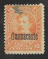 SD)1887 COSTA RICA 10C STAMP WITH GUANACASTE OVERLOAD, USED - Costa Rica