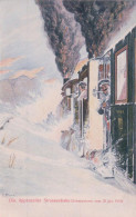 Die Appenzeller Strassenbahn, Blank Illustrateur, Train, 2 Loco à Vapeur Dans La Neige, Schneesturm Vom 28 Janv.1910 - Gais