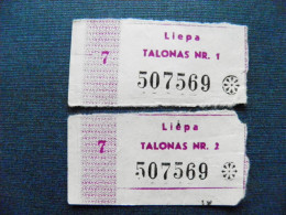 2 Different Talonas Lithuania Food Coupon Nr.1 And Nr.2 July - Lituania