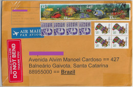 USA 2023 Airmail Cover From North Houston To Balneário Gaivota Brazil 12 Stamp Aquarium Fish Christmas Francis Parkman - Brieven En Documenten