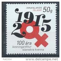 Islande 2015, N°1392 Neuf 100 Ans Du Vote Des Femmes - Ungebraucht