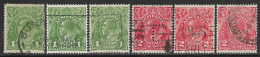 1931 AUSTRALIA SET OF 6 USED STAMPS Some Perfin (Scott # 114,116) CV $1.80 - Gebraucht