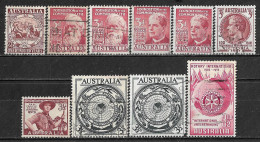 1950-1955 AUSTRALIA LOT OF 10 USED STAMPS (Scott # 228,240,241,245,249,276,278) - Oblitérés