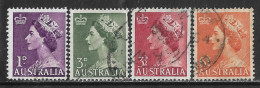 1953-1954 AUSTRALIA SET OF 4 USED STAMPS (Scott # 256,257,258,258B) - Used Stamps