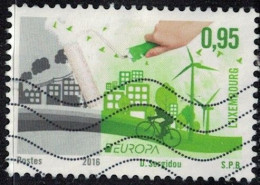 Luxembourg 2016 Oblitéré Used Think Green Pensez Vert Pensez à L'Environnement Y&T LU 2035 SU - Gebraucht
