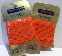 Serpentine De Couleur Orangée X 2,  Long 3m50 X Larg 7mm - Pizzi, Merletti E Tessuti