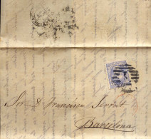 Año 1870 Edifil 107 Carta Matasellos Rejilla Cifra 1  Y Rojo Madrid 1, Fecha 22 Ene 1870  Ruiz De Velasco Corral - Lettres & Documents