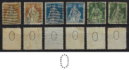 Switzerland 1921/1931 6 Stamp With Perfin O By Schweizerischer Bankverein Bank From Basel Lochung Perfore - Gezähnt (perforiert)