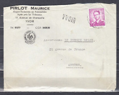 Brief Naar Anvers Met Langstempel Yvoir - Griffes Linéaires