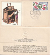 REUNION CFA Poste 428 FDC UPU Union Postale Universelle Centenaire 1974 Envelope Sérigraphie De C. RAVAINE - Covers & Documents