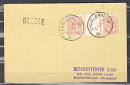 Kaart Van Charleroi U1U Naar Marcinelle Met Langstempel Berzee - Linear Postmarks