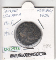 MONEDA ROMANA SEXTANTE ROMA MERCURIO PROA 194-190 AC - República (-280 / -27)