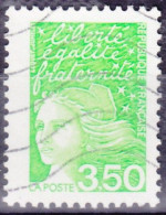 Variété Avec 2 Bandes De Phosphore à Cheval Sur Timbre 3,50Fr Vert Jaune Marianne De LUQUET Oblitéré N°3092 - 1997-2004 Marianne Du 14 Juillet