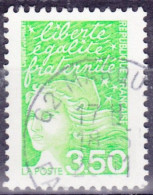 Variété Avec 2 Bandes De Phosphore à Cheval Sur Timbre 3,50Fr Vert Jaune Marianne De LUQUET Oblitéré N°3092 - 1997-2004 Marianna Del 14 Luglio