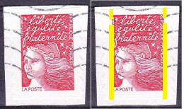Variété Avec Bande De Phosphore à Cheval, Sur Timbre Rouge Oblitéré Marianne De Luquet N°3085 - 1997-2004 Marianna Del 14 Luglio
