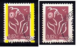 Variété Bande De Phosphore à Cheval Sur Timbre 0,82€ Lilas-brun Type Marianne De Lamouche Oblitéré N°3757 - 2004-2008 Marianne De Lamouche