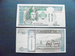 Banknote Mongolia UNC 10 Tugrik 2002 P-62 Soemba Arms Sukhe-battar Horses Animals Mountains - Mongolie