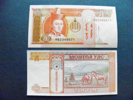 Banknote Mongolia UNC 5 Tugrik 1993 P-53 Soemba Arms Sukhe-battar Horses Animals Mountains - Mongolie