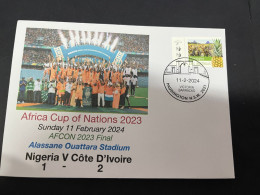 13-2-2024 (4 X 7) Africa Cup 2023 (Ivory Cost) Final Nigeria (1) V Côte D'Ivoire (2) - 11-2-2024 - With OZ Stamp - Autres & Non Classés