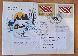 OLYMPIC STAMP Latvia , Lettonia , Lettland 1992 FDC  OLYMPIC GAMES ALBERTVILLE - SPAIN LETTER RETURNED -2 - Hiver 1992: Albertville