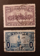 Canada 1935  USED  Sc 224 And 227,    1$ King George V Pictorial Issue, Charlottetown And Champlain Statue - Oblitérés