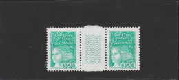 Luquet 0fr20 émeraude YT 3087+b Paire Au Type I En Gomme BRILLANTE + MATE En Interpanneau. Voir Scan. Cote YT > 4.20 €. - Unused Stamps