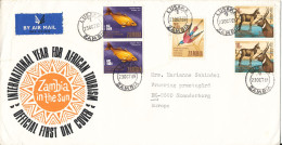 Zambia Cover Sent  Air Mail To Denmark Lusaka 23-10-1969 With More Topic Stamps (there Is A Tear In The Left Side Of The - Zambia (1965-...)