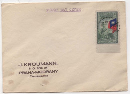 TAIWAN:-FORMOSA: 1945 Sc#605-Chiang Kai-Shek ROC Flag FDC To Praha-Czechoslovakia - Storia Postale