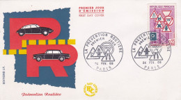 FDC  - 1968 -- Prévention Routière  ( Voitures Dont Citroen DS ) ..cachet  PARIS - 75 - 1960-1969