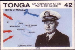 TONGA 1992 Cromalin Proof - Admiral Nimitz, Battle Of Midway - War Map  - 4 Exist - Tonga (1970-...)