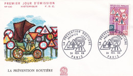 FDC  - 1968 -- Prévention Routière  ( Voiture ) ..cachet  PARIS - 75 - 1960-1969