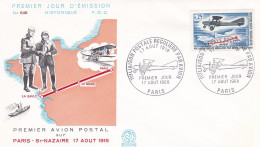 FDC  - 1968 --1ère Liaison Postale Par Avion--Paris-Le Mans-La Baule-Saint Nazaire ............cachet  PARIS - 75 - 1960-1969