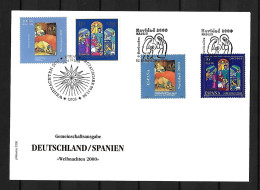 2000 Joint/Gemeinschaftsausgabe Germany And Spain, MIXED FDC WITH 2+2 STAMPS: Christmas 2000 - Joint Issues