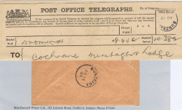 Ireland Telegraphs Tipperary Donegal 1903 TELEGRAM In Env Dromineer To Buncrana With BUNCRANA AU 15 03 Cds - Other & Unclassified