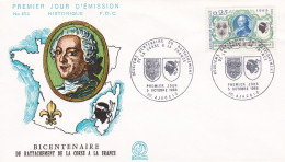 FDC  - 1968 -- 200 Ans Du Rattachement De La Corse à La France  .........cachet  AJACCIO  - 20 - 1960-1969