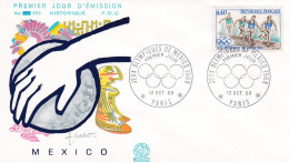 FDC  - 1968 -- Jeux Olympiques De MEXICO 1968  .........cachet  PARIS  - 75 - 1960-1969