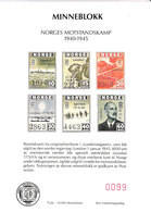 Norway Norge  Souvenir Bloc, Memory For Stamps For Norway's Resistance Battle 1940-1945, Mint - Neufs