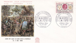 FDC  - 1968 --Traité D'Aix La Chapelle--Rattachement De La Flandre à La France (LOUIS XIV) ..cachet  PARIS - 75 - 1960-1969
