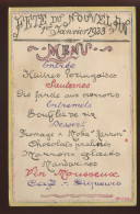 MENU - NOUVEL AN 1923 SUR CARTE FRANCHISE MILITAIRE - Menus