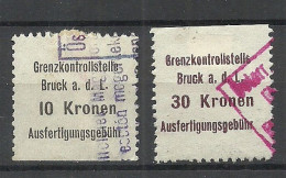 ÖSTERREICH Austria Grenzkontrollstelle Bruck A. D. Leita Ausfertigungsgebühr Steuer Tax - Revenue Stamps