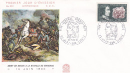 FDC  - 1968 --Général DESAIX---Mort De Desaix à Marengo ( Bonaparte )  .....cachet  AYAT-SUR-SIOULE - 63 - 1960-1969