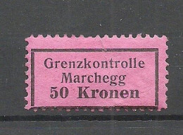 ÖSTERREICH Austria Grenzkontrolle Marchegg Gebühr Steuer Tax 50 Kr. * - Fiscale Zegels