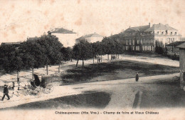 CPA HAUTE VIENNE / 87 / CHATEAUPONSAC / CHAMP DE FOIRE ET VIEUX CHATEAU - Chateauponsac