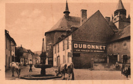 CPA Campan La Fontaine Vaches S'abreuvant Publicité Dubonnet Chambres Meublées Pension Galiay - Campan