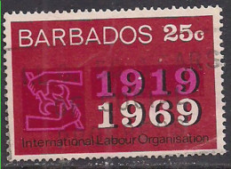 Barbados 1969 QE2 25cents Coral Used SG 391 ( K84 ) - Barbados (1966-...)